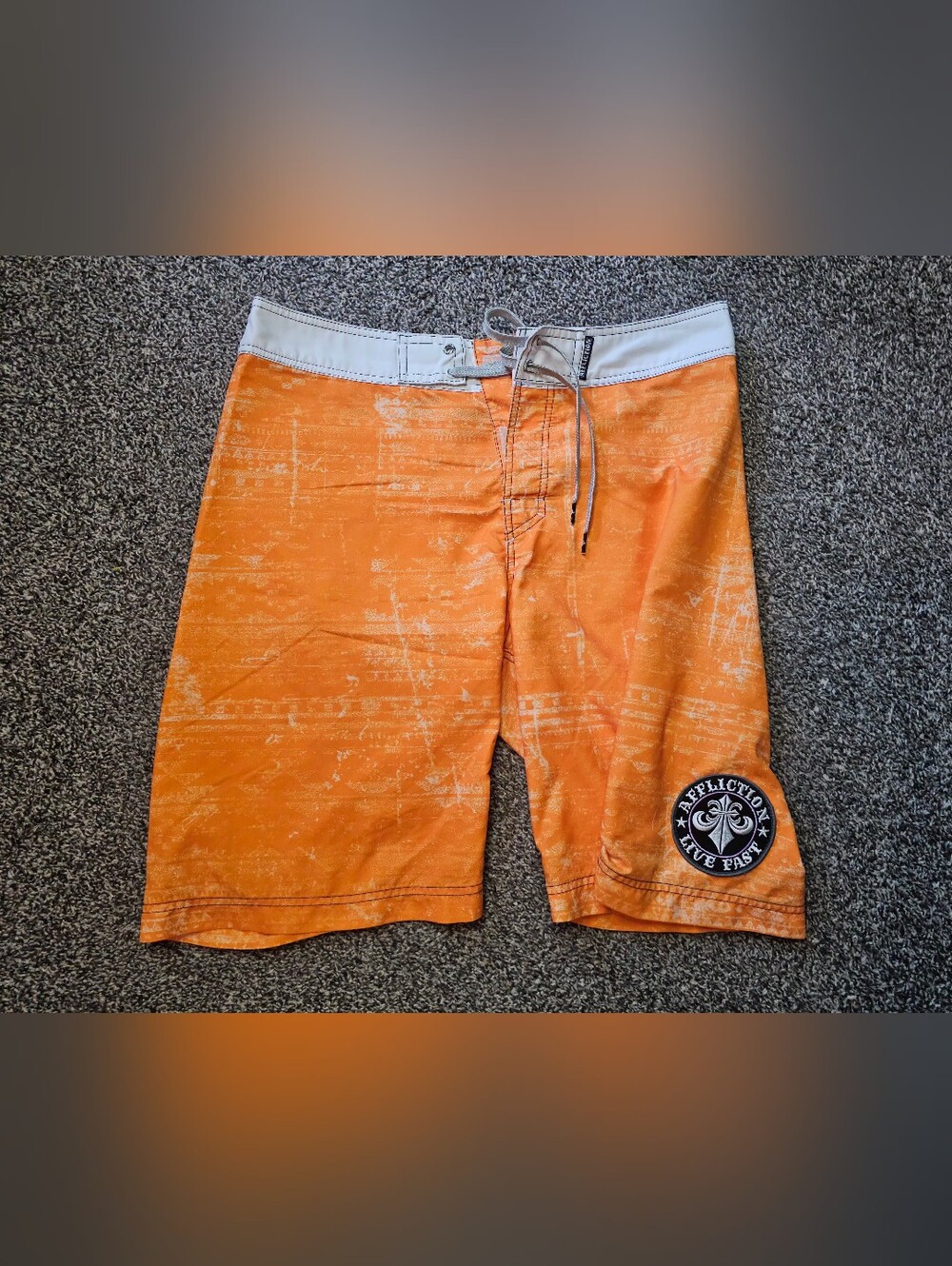 Affliction Orange Board Shorts Men's 32